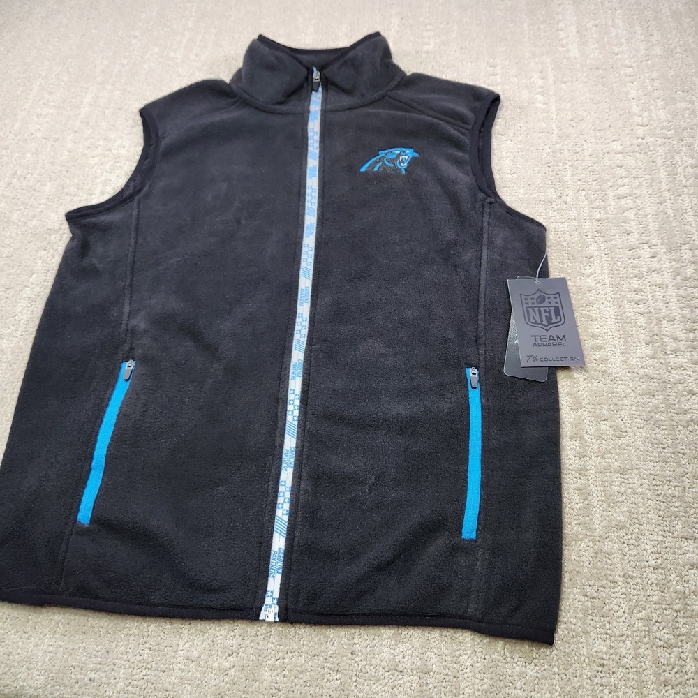 Carolina Panthers Vest Men Small Fleece‎ NFL Black Football NEW